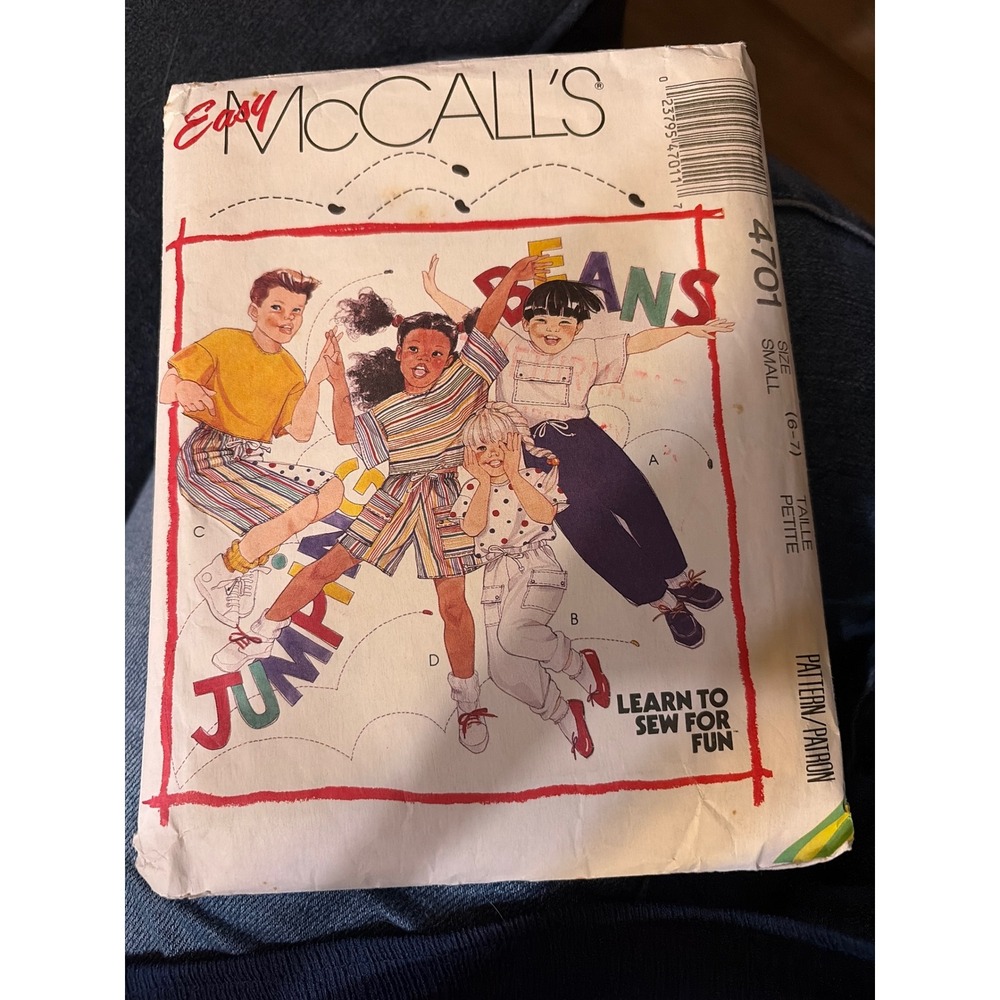 Vintage Easy McCalls 4701 Kids Sewing Pattern T-Shirt Pants Shorts Sz Small 6-7
